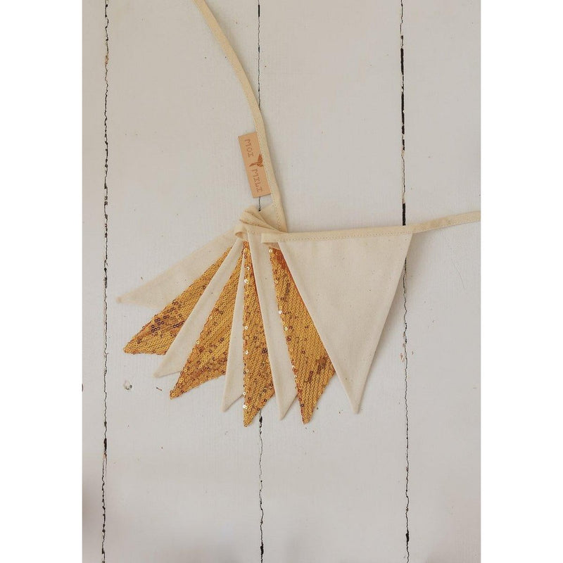 Wimpelgirlande „Golden Boho“ – Gold und Beige, 2,2 m