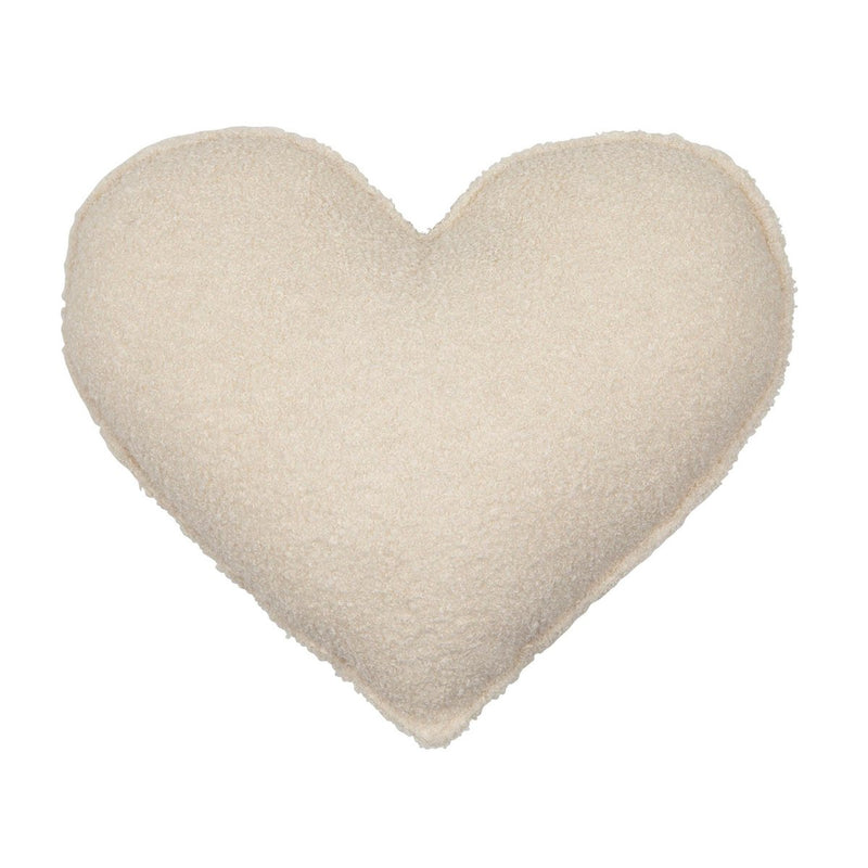 Bouclé-Herzkissen „Soft Cream“