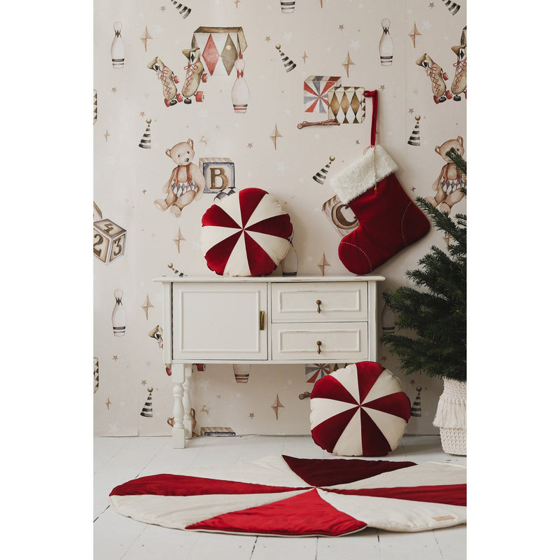 Runde Weihnachts-Patchworkmatte „Red Candy“