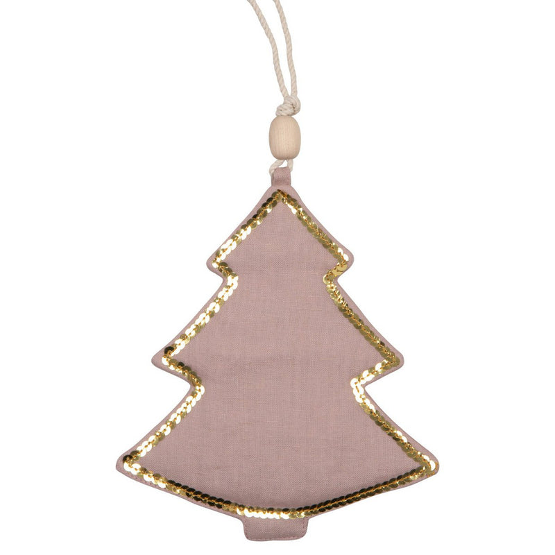 Weihnachtsbaum-Anhänger aus Leinen „Rosa“