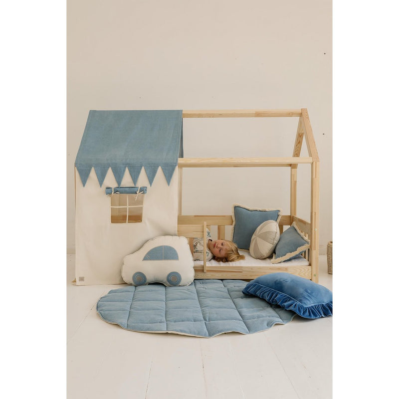 Denim-Nackenrolle mit Fransen „Light Blue“