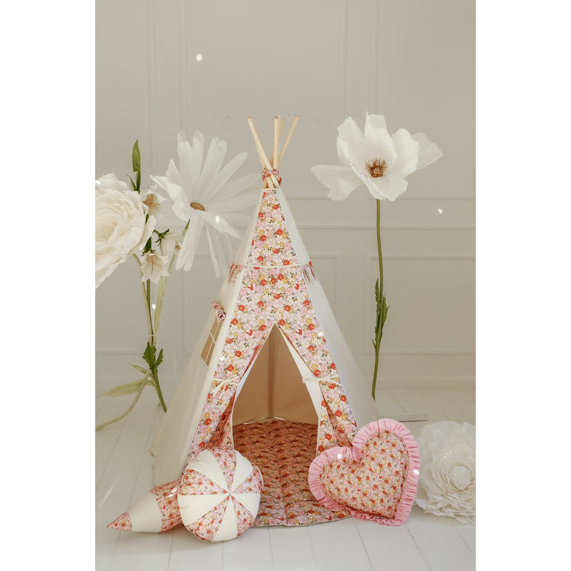 Tipi-Set „Wildblumen“ mit Blatt-Spielmatte „Powder Pink“