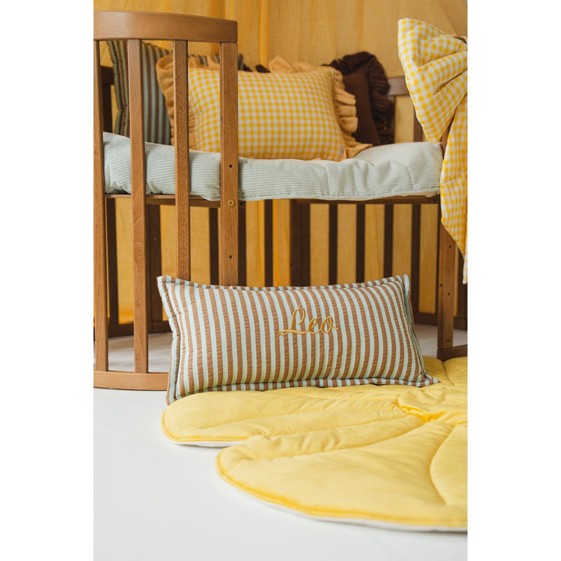 Baumwoll-Nackenkissen „Brown Blue Stripe“