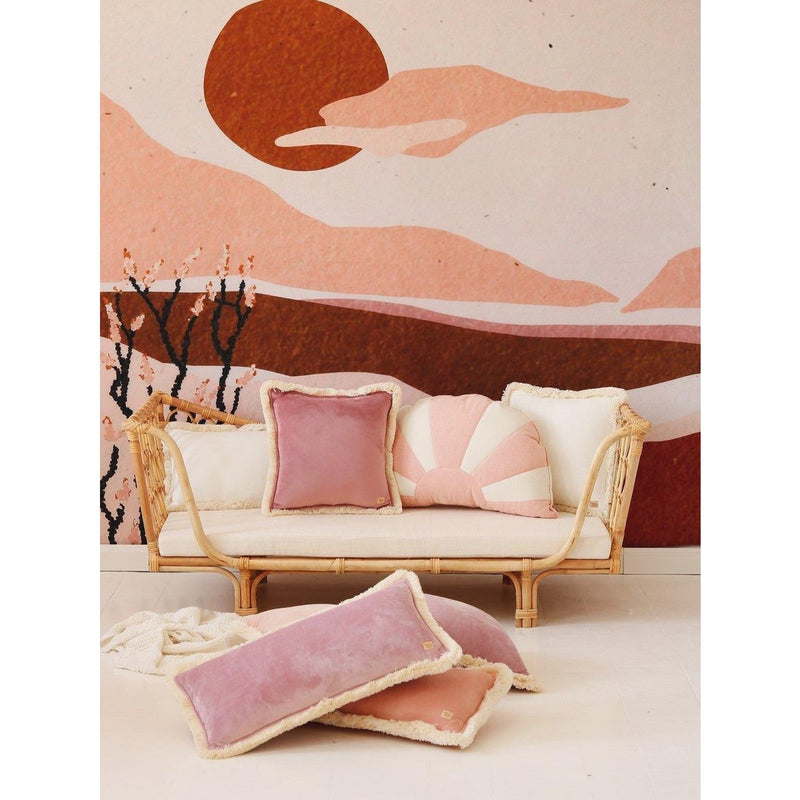 Samtkissen „Ivory“ mit Fransen – 40 × 40 cm