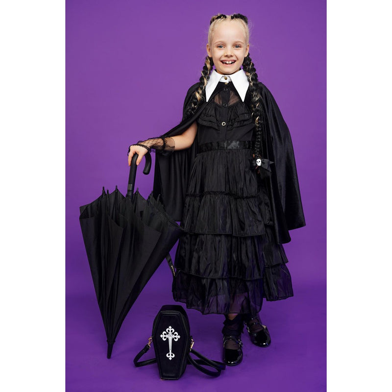 Zauberumhang für Kinder im Wednesday-Look – Schwarz