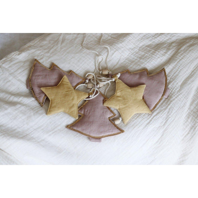 Leinen-Weihnachtsgirlande „Blush & Gold“