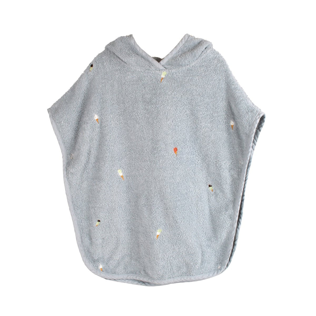 FILIBABBA Bestickter Strandponcho GOTS – Perlblau