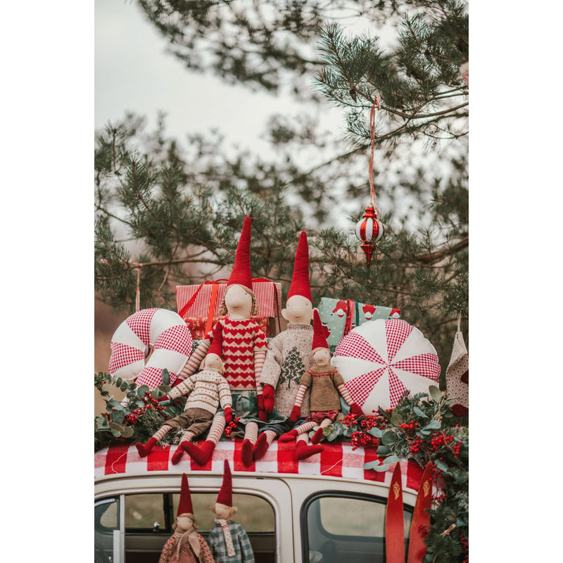 Patchwork-Weihnachtskissen „Rot kariertes Bonbon“